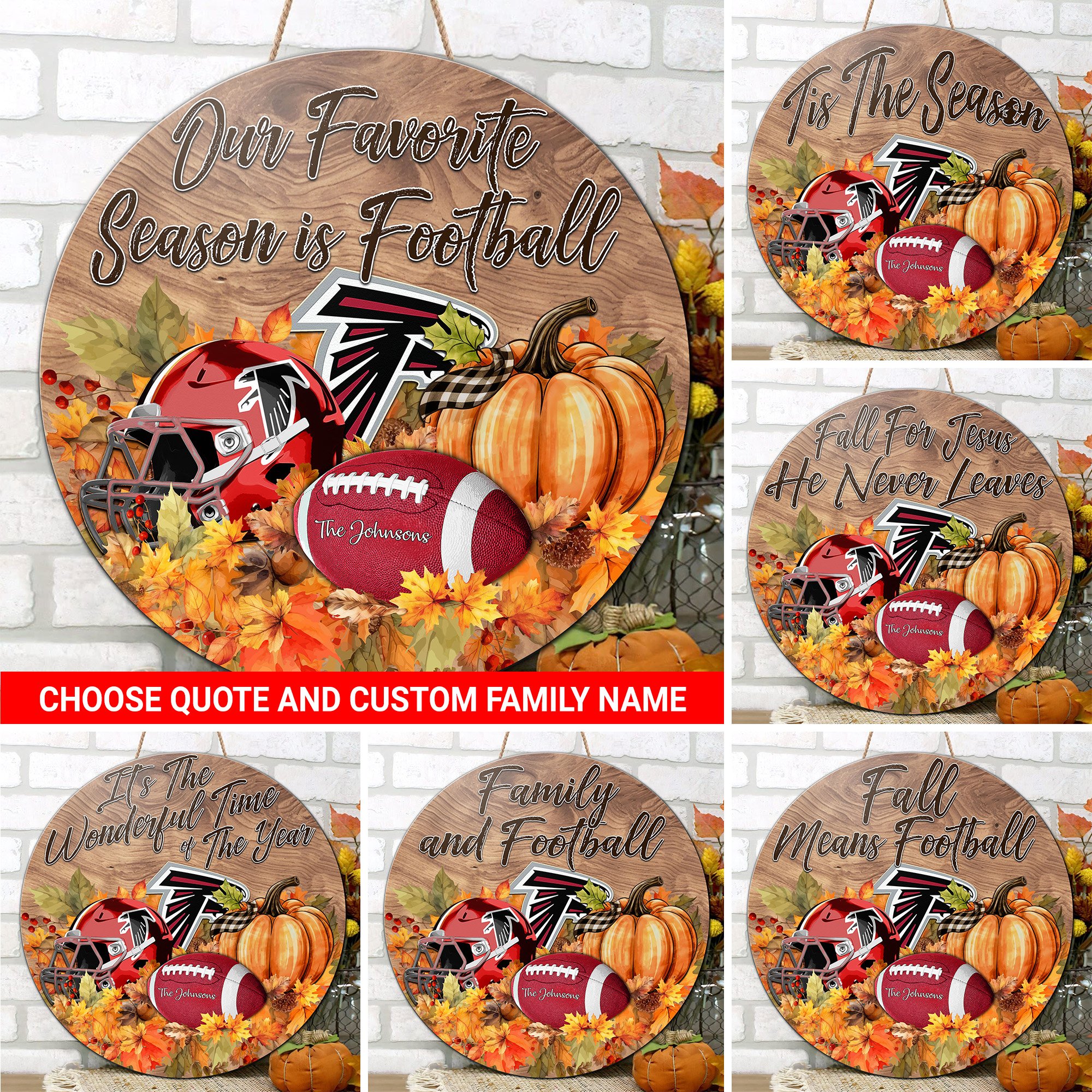 Atlanta Falcons Shape Wooden Sign Custom Your Family Name And Choose Your Quotes, Sport Sign, Sport Gifts For Fan, Home Decorations EHIVM-59899